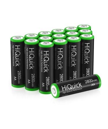 HiQuick AA Rechargeable batteries 2800mAh - High Capacity Performance 16 Pcs Rechargeable AA Battery AA 16Pack