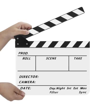 Flexzion Director Clapboard 10x12 Acrylic Plastic Film Movie Slate Board with Black/White Sticks - Camera TV Video Cut Action Scene - Dry Erase Stadio - Best Quality - Buy Online on GoSupps.com