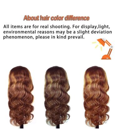 Honey Brown Ombre Human Hair Lace Front Wig 26 Inch Brazilian Body Wave 180% Density - Pre Plucked with Baby Hair - Buy Online on GoSupps.com