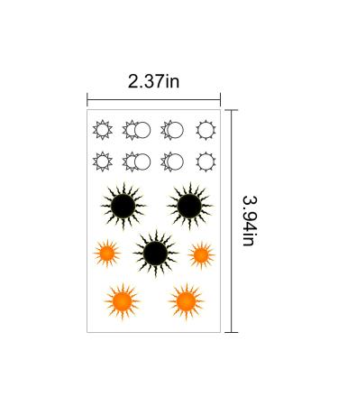 Sun Moon Star Temporary Tattoos - 7 Sheets, 100+ Minimalist Cute Black Designs, Fake Tattoo Stickers for Kids & Women - Buy Online on GoSupps.com