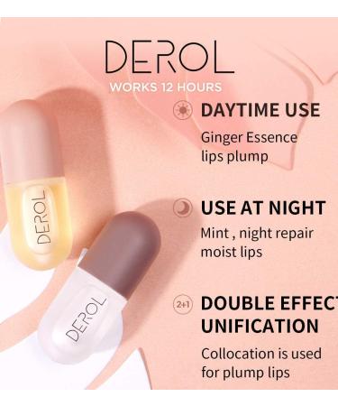 DEROL Lip Plumper Serum for Fuller & Beautiful Lips | Overnight Hydrating Lip Enhancer - 5.5ML x 2 (01#Pink) - Buy Online on GoSupps.com