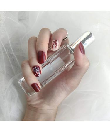Sethexy Christmas Red Snowflake Short Acrylic Nails - 24pc Complete Cover Fingernail Art Tips for Women & Girls - Buy Online on GoSupps.com