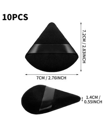 Molain 10Pcs Pure Cotton Triangle Makeup Puff Set - Soft Wedge Shape with Strap for Contouring, Under Eyes and Corners - Black - Buy Online on GoSupps.com
