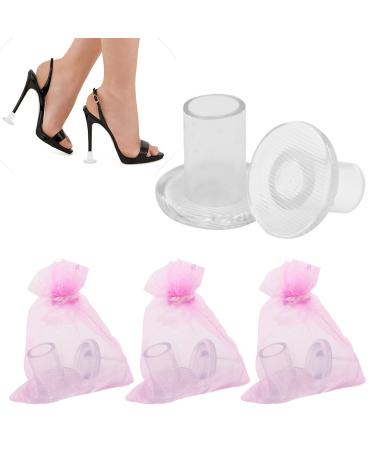 3 Pairs Clear High Heel Covers Protectors Rubber Heel Stoppers Anti-Slip and Reduce Noise Heel Replacement Tips for Grass Wedding Outdoor Events Women's Shoes(Size: Middle  Color : White Transparent)