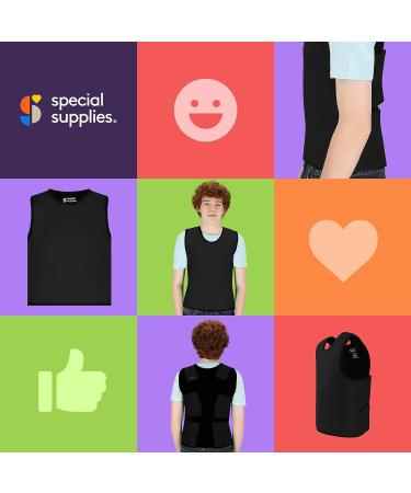 Sensory Compression Vest for Autism & Hyperactivity - Black Large 24x42 inches - Kids & Adults - Breathable & Form-Fitting - Mood Processing Disorders - Special Supplies - Buy Online on GoSupps.com