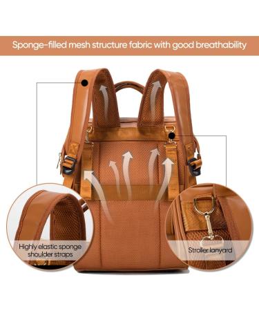 Ziosinm Leather Baby Wrap Backpack - Multifunctional Waterproof Diaper Bag for On-The-Go - Stylish Brown PU Design - Buy Online on GoSupps.com