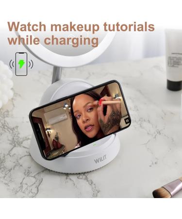 WILIT Vanity Mirror with Lights - LED Lighted Makeup Mirror with Magnifying Mirror 8.27 Inch - Dimmable Lighting & Wireless Charger - Buy Online on GoSupps.com