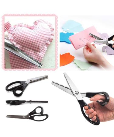 Fabric Paper Pinking Craft Shears - Size of 3 5 7 10 18mm Stainless Steel Zig Zag Serrated Scalloped Edges Cut Scissors for Embroidery Sewing Dressmaking Cutting Needlework and Upholstery Dressmaking Scalloped_10mm
