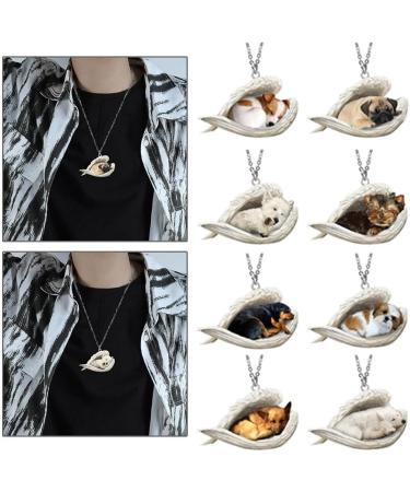 EirzngxQ Sleeping Dog Necklace - Cute Angel Pendant for Dog Lovers | Unique Pet Jewelry Gift - Buy Online on GoSupps.com