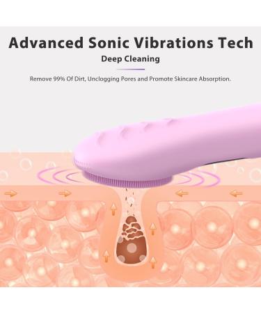 Face Scrubber Brush - Electric Silicone Sonic Facial Cleansing Brush with LCD Rechargeable & Waterproof for Deep Cleansing - Thermal Massager for Men & Women - Pink - Buy Online on GoSupps.com