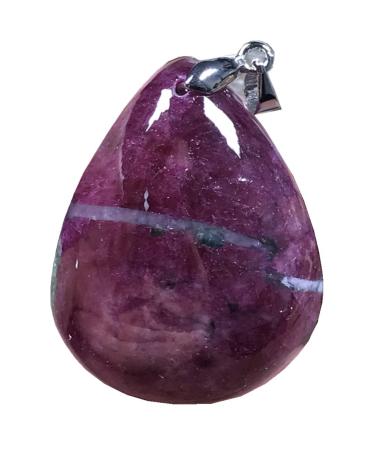 Natural Ruby Zoisite Pendant Red Green Rare Ruby Zoisite Crystal Stone For Women Man Luck Gift love Wealth 35x27x11mm water droplets Beads Silver Jewelry AAAA
