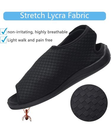 MEJORMEN Women's Diabetic Slippers - Extra Wide Width, Adjustable Strap, Open Toe Walking Shoes - Ideal for Diabetic, Edema, Swollen Feet, Plantar Fasciitis, Elderly - Size 8, Black - Buy Online on GoSupps.com