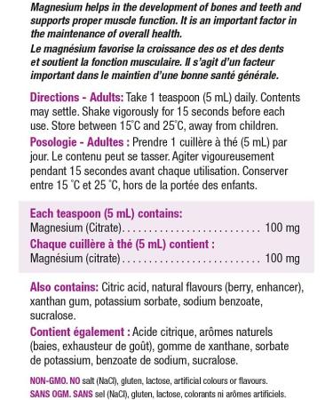 Jamieson Liquid Magnesium Citrate 100mg Berry Burst 200ml - Fast Absorbing Formula - Buy Online on GoSupps.com