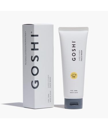 GOSHI Super Vitamin Face Wash for All Skin Types 4 oz - Infused with Vitamin E, Cold-Pressed Sesame Oil, Macadamia and More Plant Extracts - Made in Japan