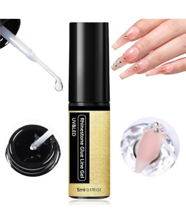 Nail Rhinestone Glue Gel Solid Nail Glue Gel Nail Glue Extra Strong Nail Builder Gel Nail Glue for Press on Nails Nail Bond Glue Soak Off Gel Clear No Wipe Adhesive Nail Extension Glue Nail Glue 5ml