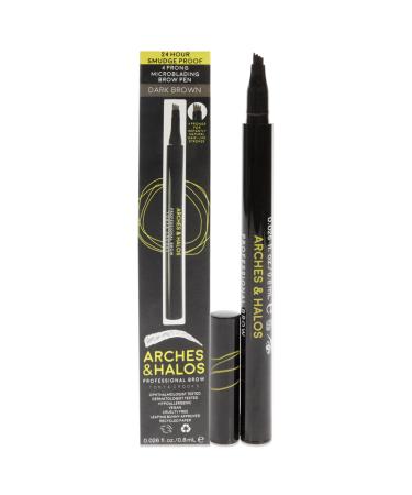 Arches & Halos Microblading Brow Shaping Pen - For a Fuller  More Defined Brow - Long-lasting  Smudge Resistant  Rich Color - Vegan and Cruelty Free Makeup - Dark Brown - 0.026 fl oz