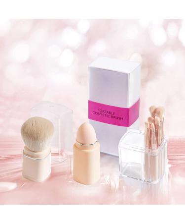 8-in-1 Retractable Makeup Brush Set | Travel Size Loose Powder, Angled, Eyeshadow, Beauty Sponge, Foundation & Lip Brushes | Portable Pink Set - Buy Online on GoSupps.com
