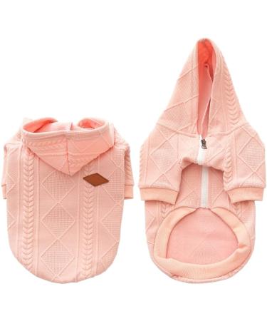 Meioro Pink Zipper Hood Dog Sweater - Cute Warm Winter Pet Clothes for French Bulldogs & Puppies (XS) - Buy Online on GoSupps.com