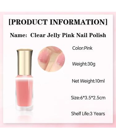 Nude Pink Nail Polish Jelly Pink Nail Varnish Chip Resistant & Water Based Translucent Gel Polish Quick Dry Nail Polish for Manicure DIY at Home Highly Pigmented Clear Gel Nail - Buy Online on GoSupps.com