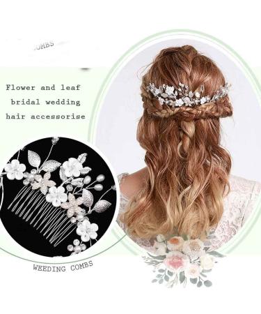 Flayem Wedding Bridal Comb & Crystal Wick Helmet - Flower Hair Accessories for Women & Girls (3 Pack) - Buy Online on GoSupps.com