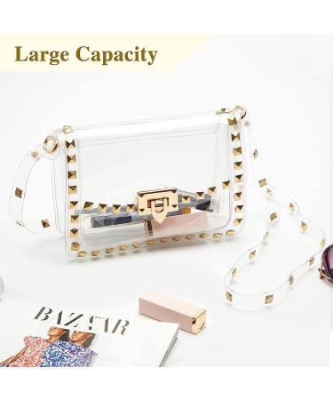 Clear Crossbody Bag Stadium Approved - COROMAY Fashion Rivet Decor - Gold Clear Purse for Women - Buy Online on GoSupps.com