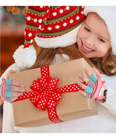 Aohhy Kids Winter Cartoon Knitted Half Finger Gloves - Red | 1-5 Years - Buy Online on GoSupps.com