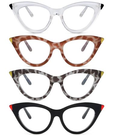 Eyekepper 4 Pack Small Reading Glasses for Women Cat-eye Style Ladies Readers +3.00 4pcs-mix 3.0 Diopters