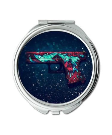 Mirror Travel Mirror gun cleaning mat Round Mirror cool gun background pocket mirror portable mirror