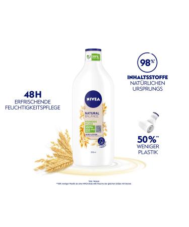 NIVEA Natural Balance Oat Body Lotion 350ml - 100% Natural Oats 48h Intensive Moisture Body Cream - Buy Online on GoSupps.com