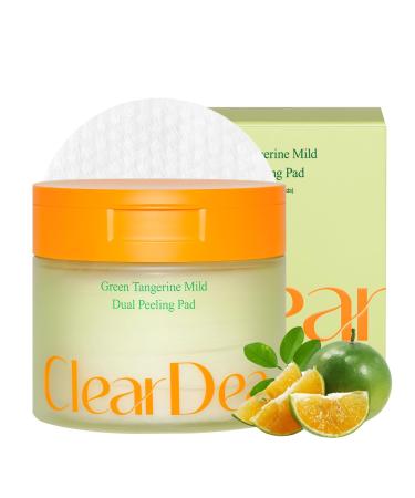 ClearDea Green Tangerine Dual Peeling Pad Korean Exfoliating Toner Pads with 4HA Complex Jeju Citrus Vinegar Oil Control Dual-Sided Texture Hydrating & Smoothing 50 Pads