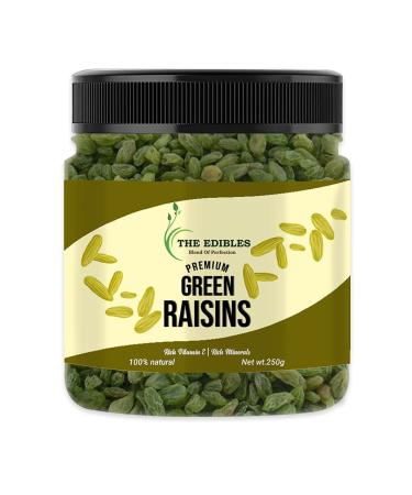 THE EDIBLES Green Afghani Raisins |Hari Kismish 250 gm | Dried Green Raisins_Packing May Vary