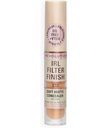 Makeup Revolution IRL Filter Finish Concealer C12 Medium/Dark Skin Tones 6g - Medium to Full Coverage, Matte Finish (Pack of 1) - Buy Online on GoSupps.com