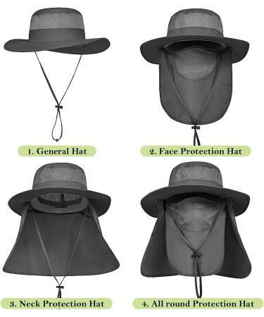 ZEXIAN Men's Wide Brim Fishing Hat Set - UPF 50+ Sun Protection with Removable Face and Neck Flap - Buy Online on GoSupps.com