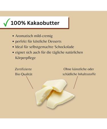Organic Cocoa Butter for Chocolate & Cosmetics - Pureeraw 250g Vegan White Chocolate Sugar-Free Premium Quality - Buy Online on GoSupps.com