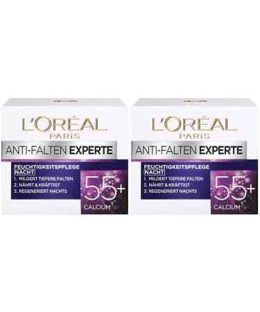 L'Or al Paris Night care for the face moisturizing anti-aging night cream with calcium for reducing wrinkles anti-wrinkle expert 55+ 1 x 50 ml (pack with 2) 50 ml (2 pack)