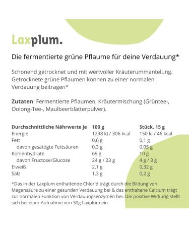 Laxplum - Fermented Green Plum with Chloride & Calcium for Digestive Health | 60 Pieces Pack | Ideal for Travel & Fasting - Buy Online on GoSupps.com