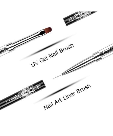 LEQ Dual-Ended Nail Design Brush | Rhinestone Handle UV Gel Nail Art Tool - Buy Online on GoSupps.com