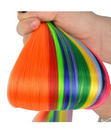 12-Piece Colored Hair Extensions Clips - 22 Inch Rainbow Clip-In Synthetic Hair for Women & Girls | Cosplay & Fashion Party Accessories - Buy Online on GoSupps.com