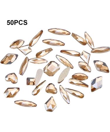 dijiusidy 50 Pieces Glass Crystal Set Eye-catching Personalized Nail Art Rhinestones DIY Handcraft Manicure Accessories for Card Making Champagne - Buy Online on GoSupps.com