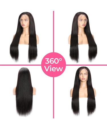 22 Inch 180 Density Straight HD Lace Front Wig for Black Women - Brazilian Virgin Human Hair Pre Plucked with Baby Hair - Natural Color Full Lace Frontal Wig - Buy Online on GoSupps.com