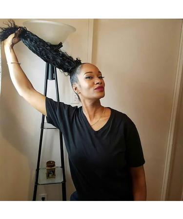 16 Inch Water Wave Drawstring Ponytail | 100% Brazilian Human Hair | Clip in Extension for Black Women - Buy Online on GoSupps.com