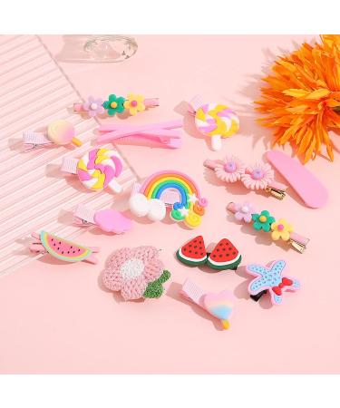 Haoh 28-Piece Colorful Hair Clips Set for Girls - Includes 800 Elastic Ties - Perfect for Long & Fine Hair - Rainbow & Flower Designs in Pink & Yellow - Buy Online on GoSupps.com