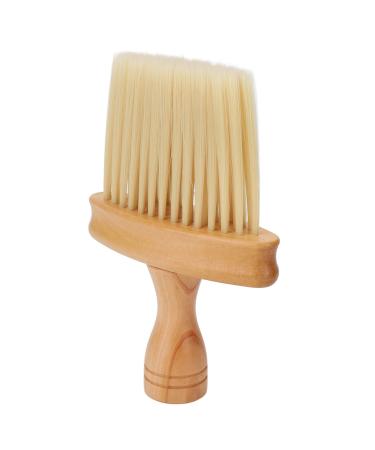 Qukaim Neck Duster Barber Brush Neck Duster Nylon Bristles Wood Handle Simple Style Hair Cutting Neck Duster