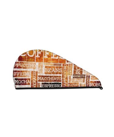 Hand Drawn Vintage Coffee Microfiber Hair Towel Soft Super Absorbent Hair Towel Wrap for Women Coral Velvet Quick Dry Hair Cap for Long Curly and Thick Hair