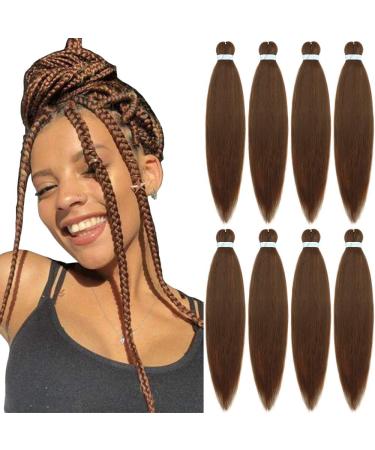Pre Stretched Braiding Hair 26 inch 8 Packs Soft Yaki Texture Pre-Stretched Hair Synthetic Crochet Braids Itch Free Hot Water Setting Synthetic Braiding Hair for Braids Twist (30#)… 30# 26 Inch (Pack of 8)