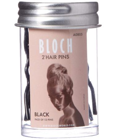 Bloch Hair Pins - 2 - 12 Pack Black 12 Count (Pack of 1)