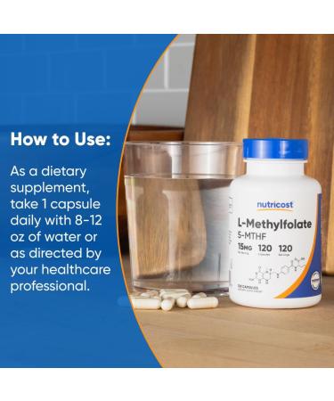 Nutricost L-Methylfolate 15mg 120 Capsules (5-MTHF) - Vegan Non-GMO Gluten Free 120 Count (Pack of 1) - Buy Online on GoSupps.com