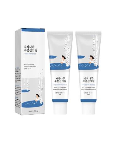 ROUND Brich Juice Moisturizing Sun Cream(SPF50+ PA++++) | Lab Relief Sun Sunscreen | Organic Korean Sunscreen for Skin Care | Strong UV Protection No White Cast Ocean-Friendly (2 PACK - Brich Juice Sunscreen)