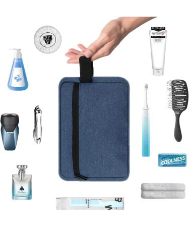 Men's Portable Waterproof Toiletry Bag - Blue | Travel Shaving & Cosmetic Bag with Handle - Gym & Shower Accessories - Buy Online on GoSupps.com