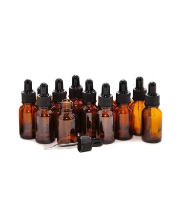 12 PCS Empty Refillable 5ML Amber Glass Droppers Essential Oil Bottles Aromatherapy Cosmetics Elite Fluid Container Jar Pot Holder with Glass Eye Dropper and Black Caps (5ml)